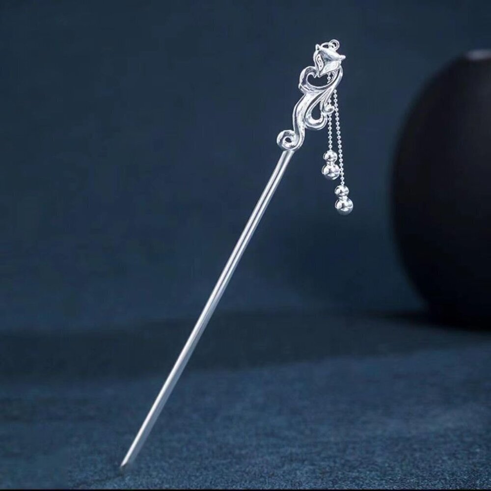 Silver Hairpin Fox Design Handmade Retro Accessory for Women Girls